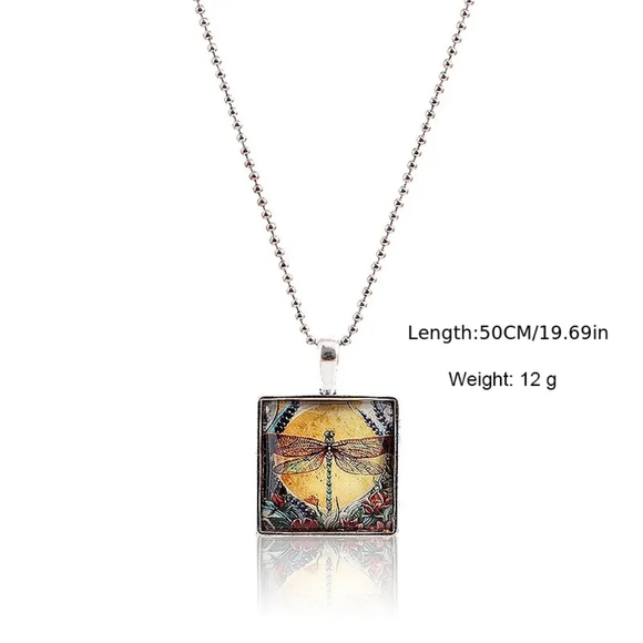Dragonfly Square pendant necklace - Picture 2 of 2